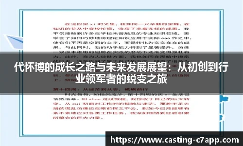 代怀博的成长之路与未来发展展望：从初创到行业领军者的蜕变之旅